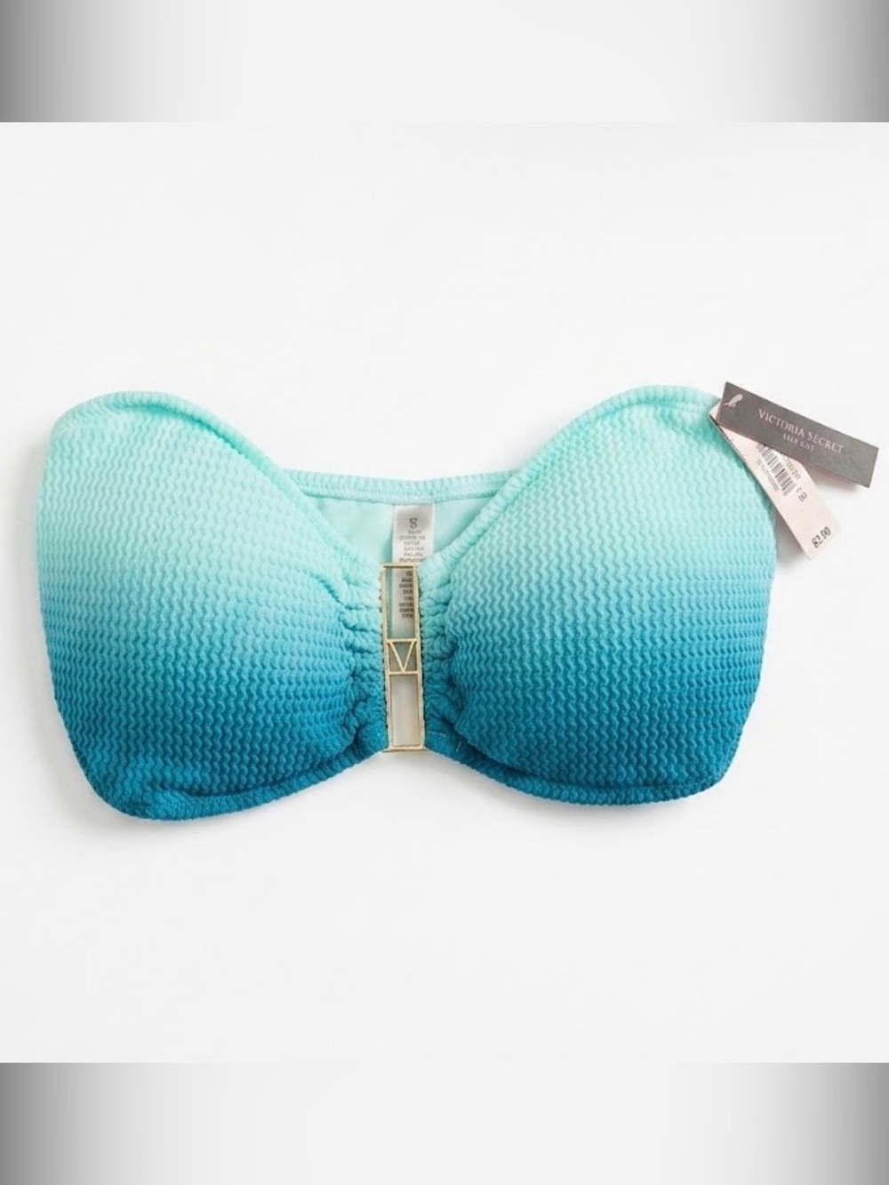 Vintage Y2K Victoria’s Secret Swim Too Strapless Ombre Aqua Bandeau Mermaid L-XL